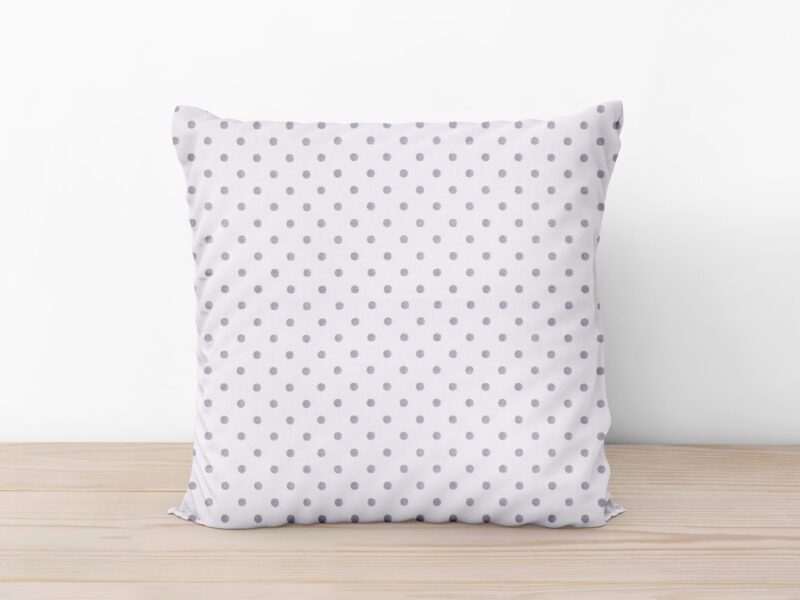 White cotton pillowcase with grey polka dots by Stofex.