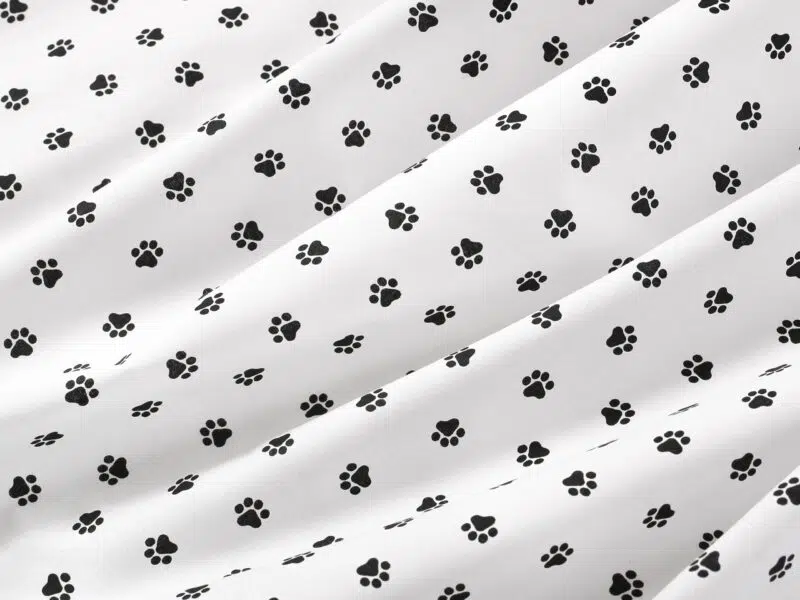 Cotton fabric black paws by Stofex.