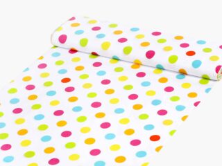 Cotton fabric large coloured polka dots by Stofex.