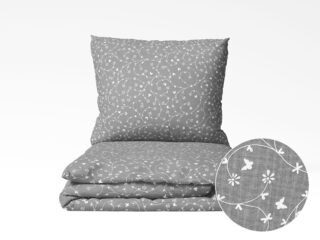 Cotton bed linen tiny flowers on grey by Stofex.