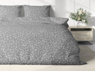 Cotton bed linen tiny flowers on grey by Stofex.