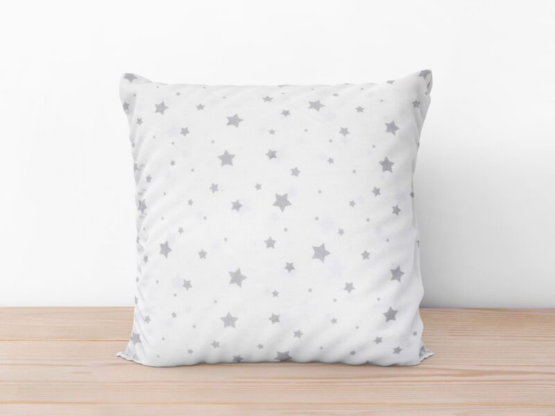 White cotton pillowcase with grey stars by Stofex.