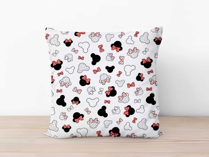 Kids' cotton pillowcase Mickey Mouse with bow on white background by Stofex.