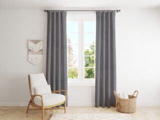 Rubber backed Blackout curtain grey by Stofex.