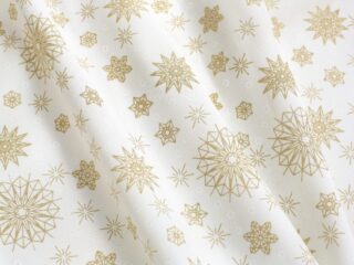 Christmas teflon fabric golden snowflakes width 160 cm by Stofex.