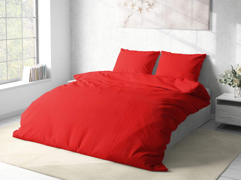 Cotton bed linen red colour by Stofex.