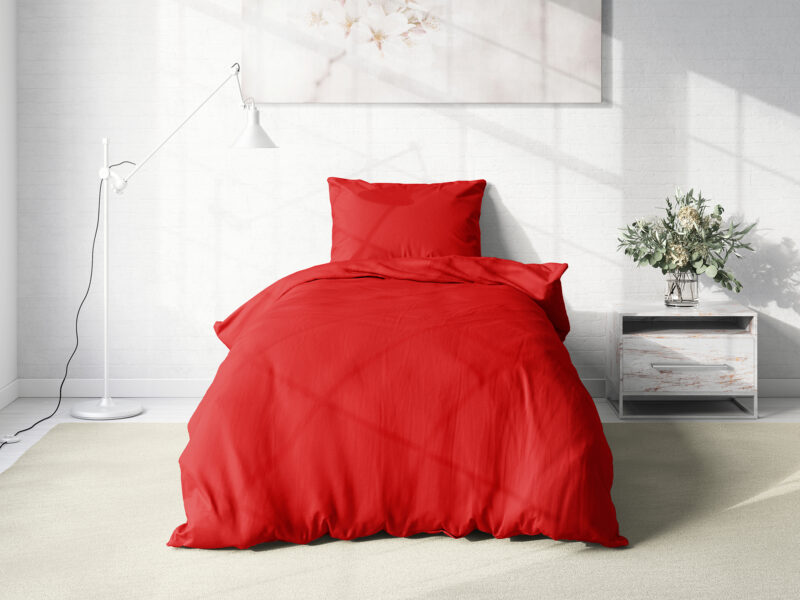 Cotton bed linen red colour by Stofex.