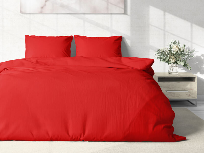 Cotton bed linen red colour by Stofex.