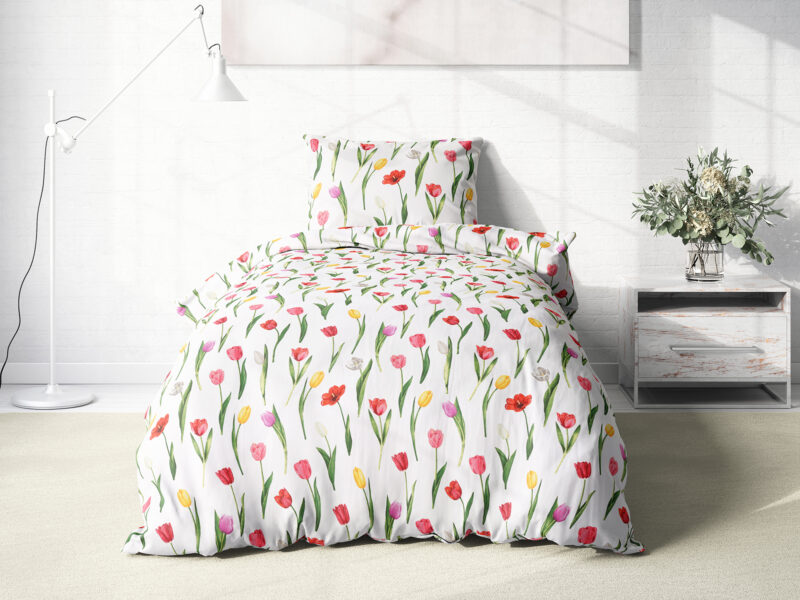 Cotton bed linen with tulips by Stofex.