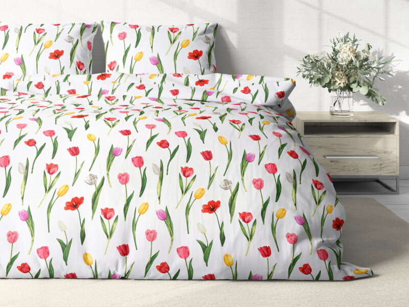 Cotton bed linen with tulips by Stofex.