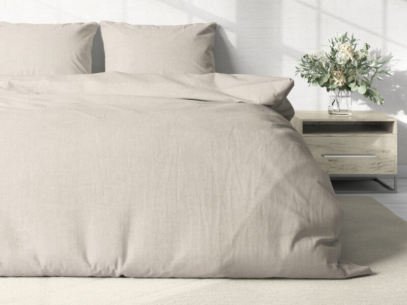 Cotton bed linen greige colour by Stofex.