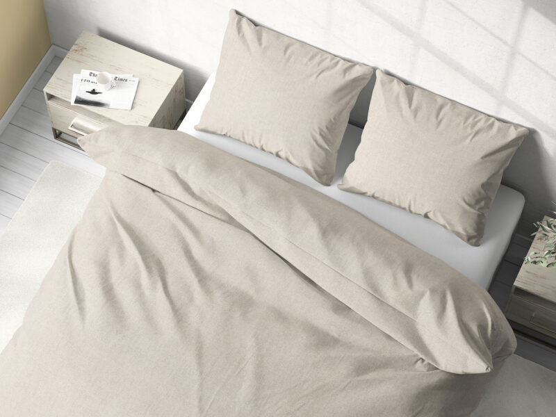 Cotton bed linen greige colour by Stofex.