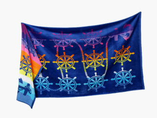 Large beach towel - rudders on dark blue by Stofex.