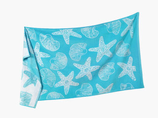 Large beach towel - shells on turquoise by Stofex.