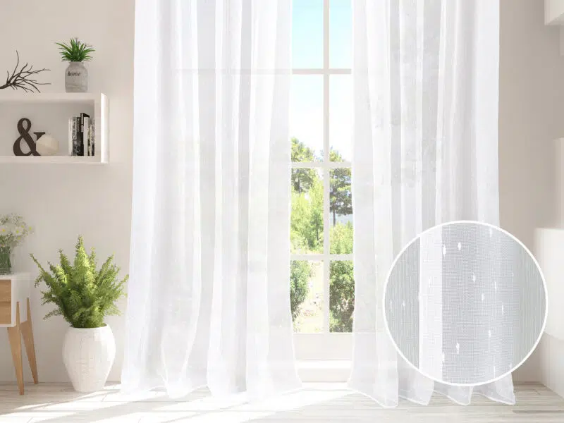 Jacquard sheer curtain with rain motif 163 by Stofex.