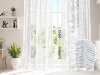 Jacquard sheer curtain large mesh net pattern 11607 by Stofex.