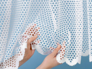 Jacquard sheer curtain large mesh net pattern 11607 by Stofex.