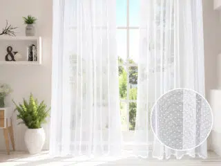 Jacquard sheer curtain with polka dots pattern 101215 by Stofex.