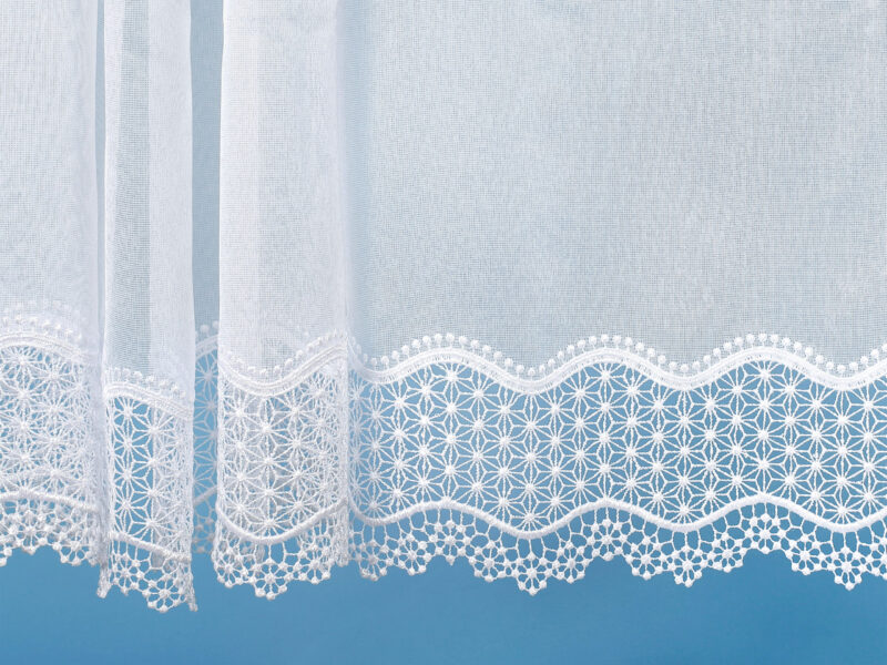 Jacquard sheer curtain with lace pattern 125229 by Stofex.