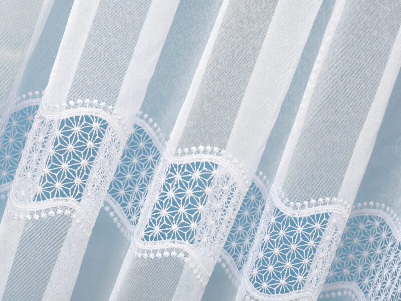 Jacquard sheer curtain with lace pattern 125229 by Stofex.