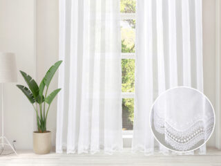 Jacquard sheer curtain with laces pattern 163517 by Stofex.