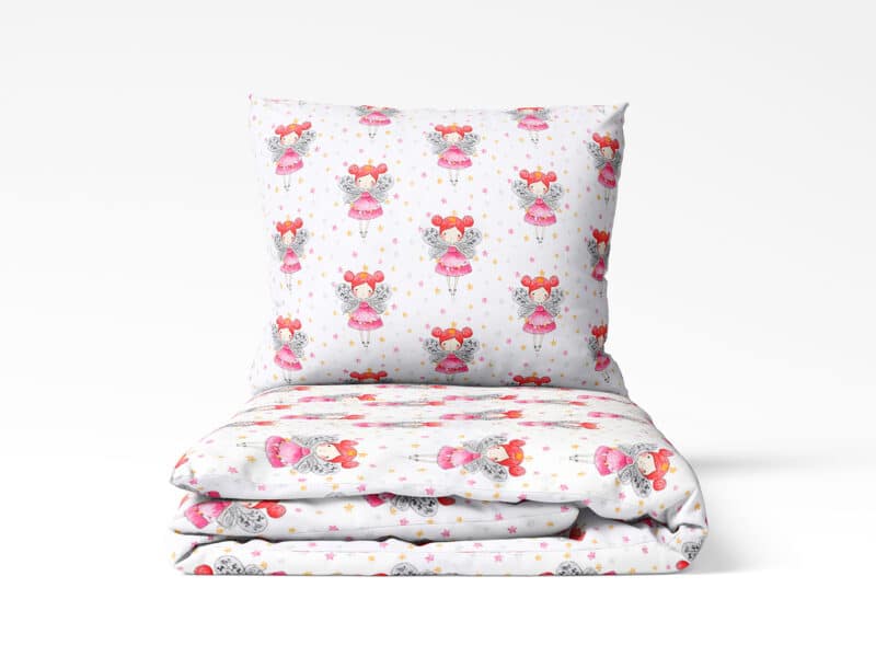 Kids' cotton bed linen - fairies on white by Stofex.