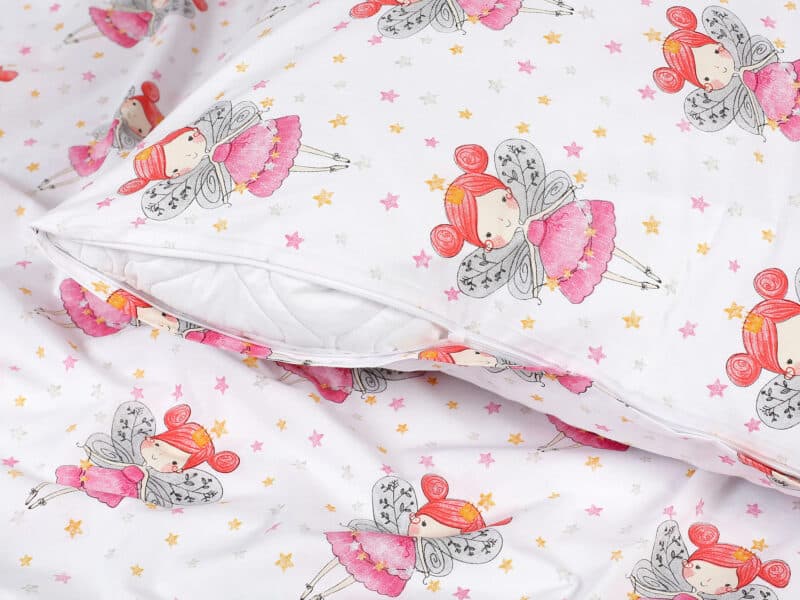 Kids' cotton bed linen - fairies on white by Stofex.