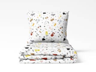 Kids' cotton bed linen dogs and cats on white background by Stofex.