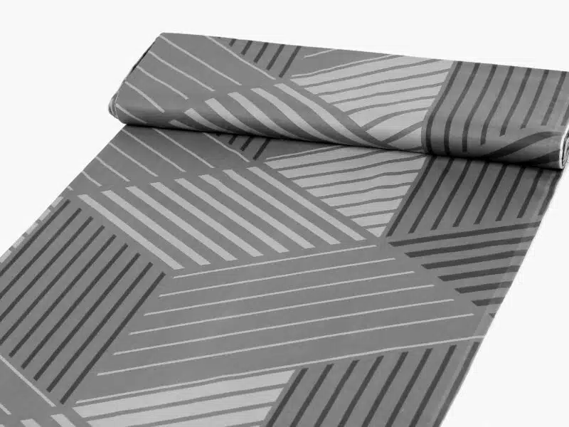 Cotton fabric geometric stripes on grey by Stofex.