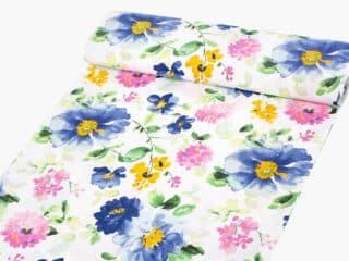 100% Cotton fabric flowers on white by Stofex.