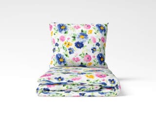 Cotton bed linen flowers on white by Stofex.