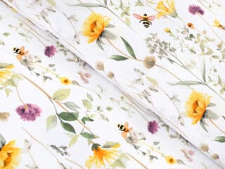 Cotton fabric meadow and bumblebee width 220 cm by Stofex.