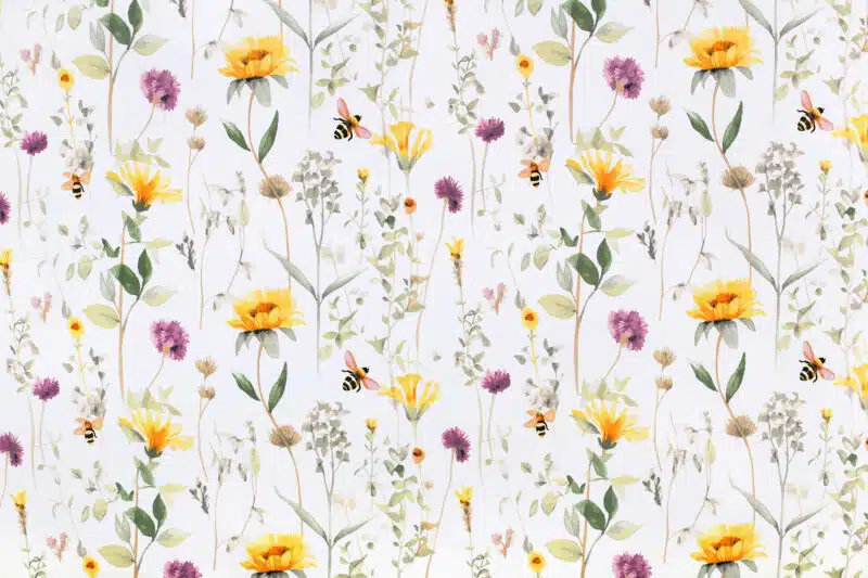 Cotton fabric meadow and bumblebee width 220 cm by Stofex.