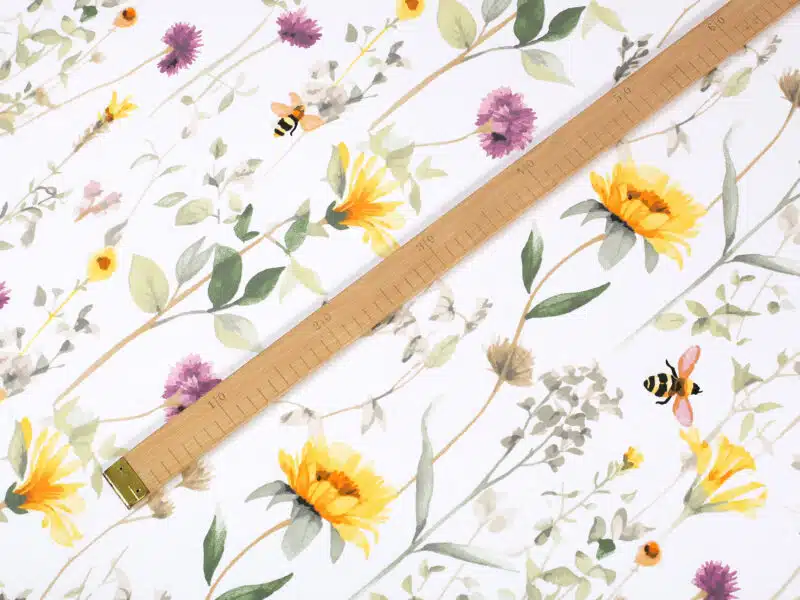 Cotton fabric meadow and bumblebee width 220 cm by Stofex.