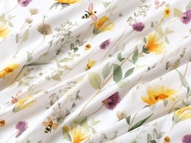 Cotton fabric meadow and bumblebee width 220 cm by Stofex.