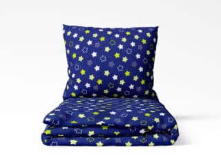 Kids' cotton bed linen stars on blue background by Stofex.