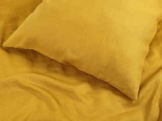 Premium linen pillowcase mustard yellow by Stofex.