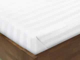 Damask flat sheet white stripes 2 cm by Stofex.