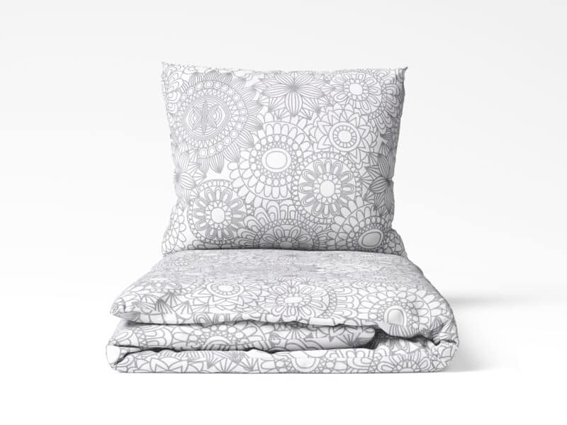 Cotton bed linen grey mandalas on white by Stofex.