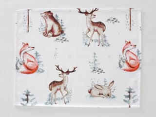 Christmas cotton placemat deer on white by Stofex.