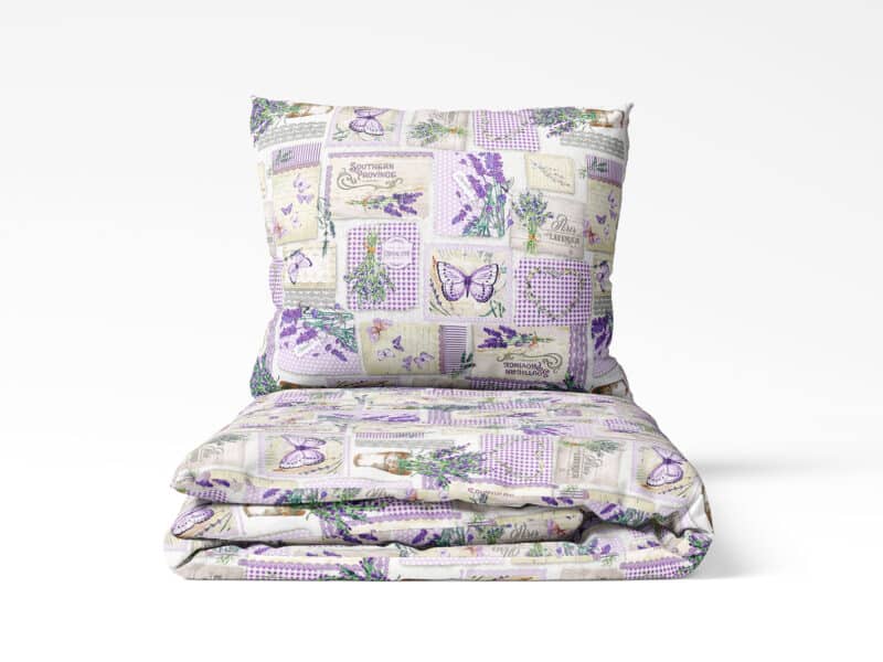 Cotton bed linen lavender with butterflies by Stofex.