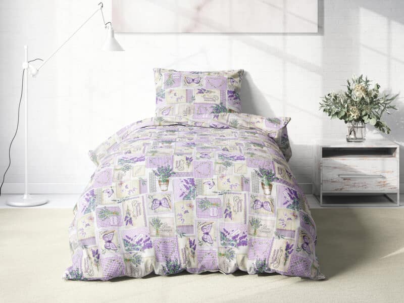 Cotton bed linen lavender with butterflies by Stofex.