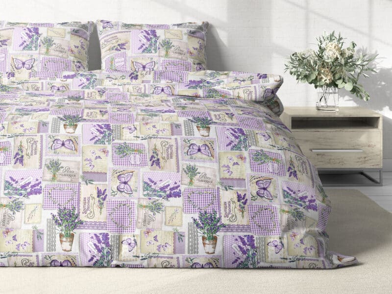 Cotton bed linen lavender with butterflies by Stofex.