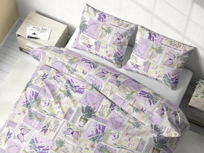 Cotton bed linen lavender with butterflies by Stofex.