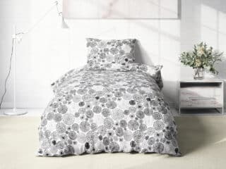 Cotton bed linen black circles on white by Stofex.