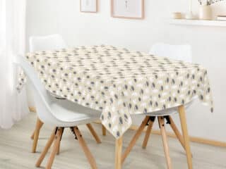 Christmas square cotton tablecloth polar bear on beige by Stofex.