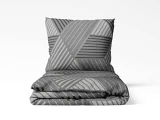 Cotton bed linen geometric stripes on grey by Stofex.