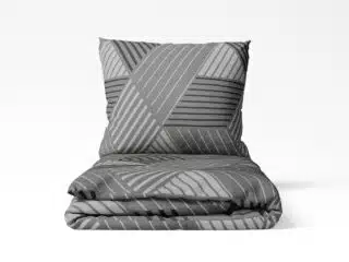 Cotton bed linen geometric stripes on grey by Stofex.