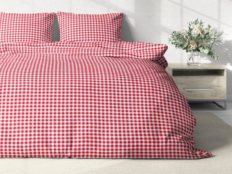 Cotton bed linen red checkered by Stofex.