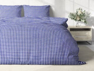 Cotton bed linen blue checkered by Stofex.